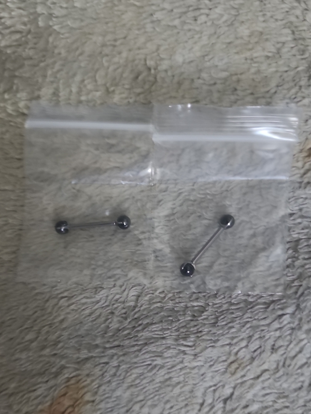 Silver Barbell Tongue/Nipple Rings - Set of 2
